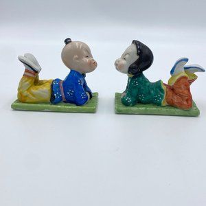 Vintage Japanese Boy & Girl Figurine Made in Occupied Japan Collectible Set of 2
